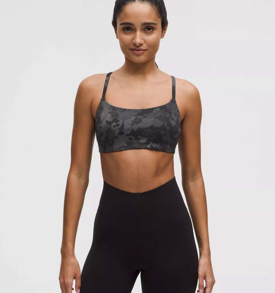 Lululemon Flow Y Bra Black Camo Light Support Nulu Sports Bra Women’s